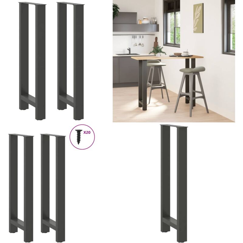 Patas para mesa de bar antracita (2 unidades, 40 x 100-101 cm, acero) - Soporte para mesa de bar - Patas de acero