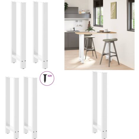 Patas para mesa de bar blancas (2 unidades, 40 x 100-101 cm, acero) - Soporte para mesa - Niveladores para mesa