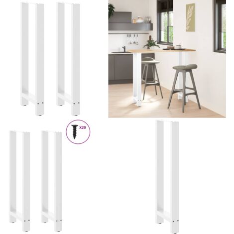 Patas para mesa de bar blancas (2 unidades, 40 x 110-111 cm, acero) - Patas de bar - Soporte para mesa