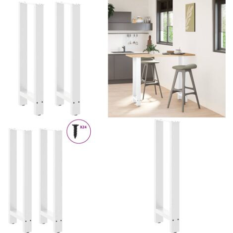 Patas para mesa de bar blancas (2 unidades, 50 x 100-101 cm, acero) - Soporte para mesa - Niveladores para mesa