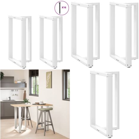 Patas para mesa de bar en forma de T (2 unidades), color blanco, 60 x 35 x (90-91) cm, acero - Patas en forma de T - Soporte para mesa de bar