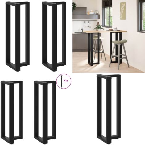 Patas para mesa de bar en forma de T (2 unidades), color negro, 40 x 35 x (110-111) cm, acero - Patas en forma de T - Soporte para mesa de bar