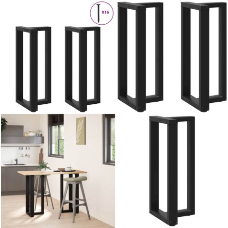 Patas para mesa de bar en forma de T (2 unidades), color negro, 40 x 35 x (90-91) cm, acero - Patas en forma de T - Soporte para mesa de bar