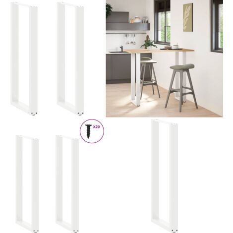 Patas para mesa de bar en forma de U (2 unidades), color blanco, 40 x (110-111) cm, acero - Soporte para mesa de bar - Patas en forma de U