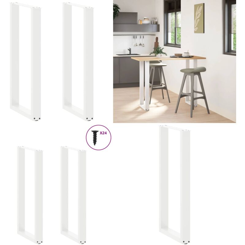 Patas para mesa de bar en forma de U (2 unidades), color blanco, 50 x 100-101 cm, acero - Soporte para mesa de bar - Patas en forma de U