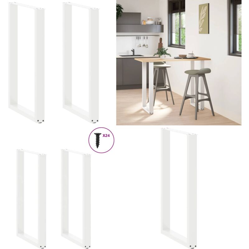 Patas para mesa de bar en forma de U (2 unidades), color blanco, 60 x 100-101 cm, acero - Soporte para mesa de bar - Patas en forma de U