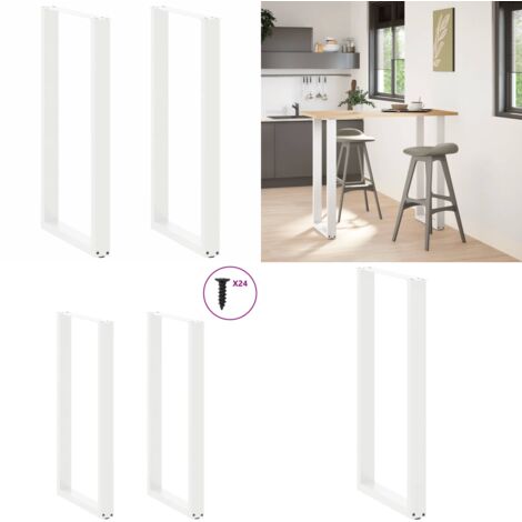 Patas para mesa de bar en forma de U (2 unidades), color blanco, 60 x 110-111 cm, acero - Soporte para mesa - Patas en forma de U