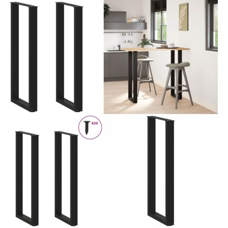 Patas para mesa de bar en forma de U (2 unidades), color negro, 40 x 110-111 cm, acero - Soporte para mesa de bar - Patas en forma de U