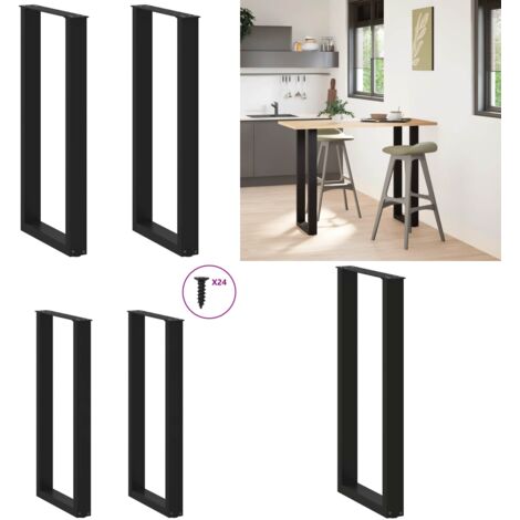 Patas para mesa de bar en forma de U (2 unidades), color negro, 50 x 100-101 cm, acero - Soporte para mesa de bar - Patas en forma de U