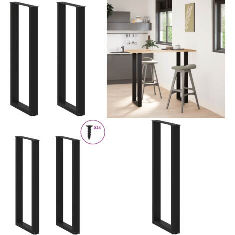 Patas para mesa de bar en forma de U (2 unidades), color negro, 50 x 110-111 cm, acero - Soporte para mesa de bar - Patas en forma de U