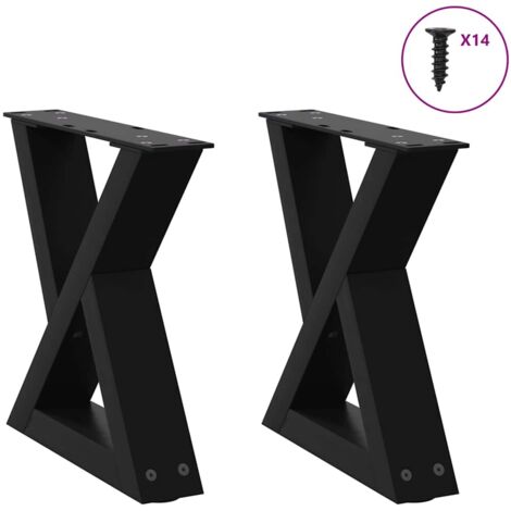 Patas para mesa de centro (2 unidades), color negro, 30 x (30-31,3) cm, acero