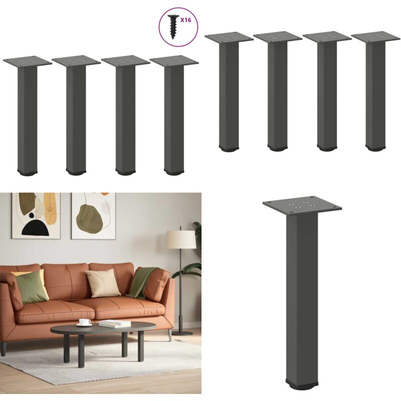 Patas para mesa de centro (4 unidades), antracita, 42-44 cm, acero - Soporte para mesa - Patas de mesa