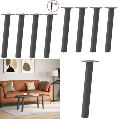 Patas para mesa de centro (4 unidades), antracita, 42 cm, acero - Soporte para mesa - Patas de acero