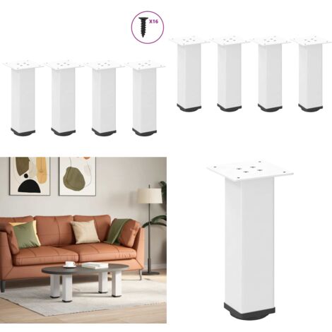 Patas para mesa de centro (4 unidades), color blanco, 30-32 cm, acero - Soporte para mesa - Patas de acero