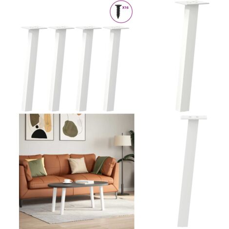 Patas para mesa de centro (4 unidades), color blanco, 30 cm, acero - Soporte para mesa - Patas de mesa