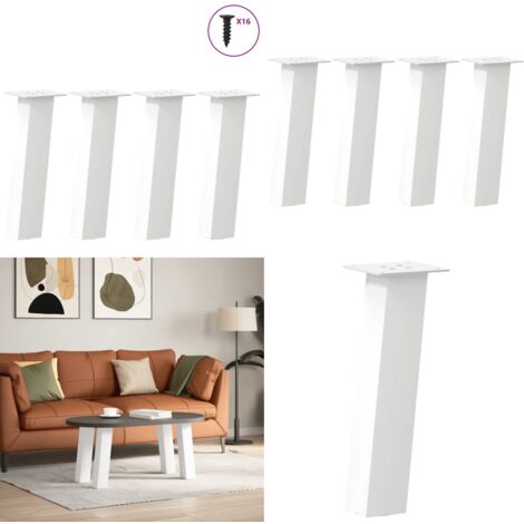 Patas para mesa de centro (4 unidades), color blanco, 30 cm, acero - Soporte para mesa - Patas de mesa