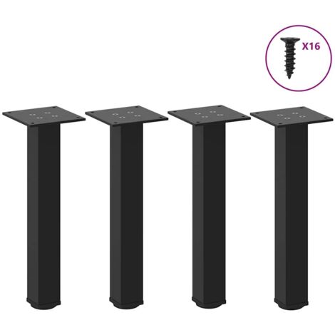 Patas para mesa de centro (4 unidades), color negro, 30-32 cm, acero