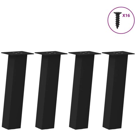 Patas para mesa de centro (4 unidades), color negro, 42 cm, acero