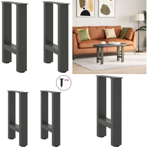 Patas para mesa de centro antracita (2 unidades, 28 x 42-43 cm, acero) - Mesa de centro - Soporte para mesa