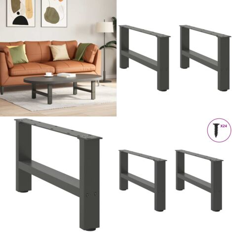 Patas para mesa de centro antracita (2 unidades, 60 x 30-31 cm, acero) - Soporte para mesa - Niveladores para mesa