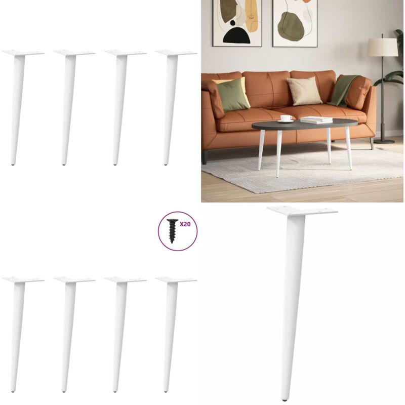 Patas para mesa de centro cónicas (4 unidades), color blanco, 42-43 cm, acero - Patas para mesa - Soporte para mesa