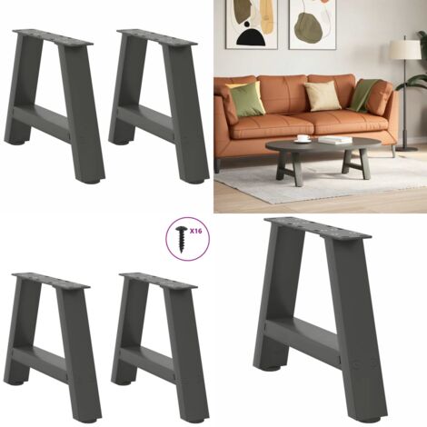 Patas para mesa de centro en forma de A (2 unidades), antracita, 30 x (30-31) cm, acero - Soporte para mesa - Patas en forma de A