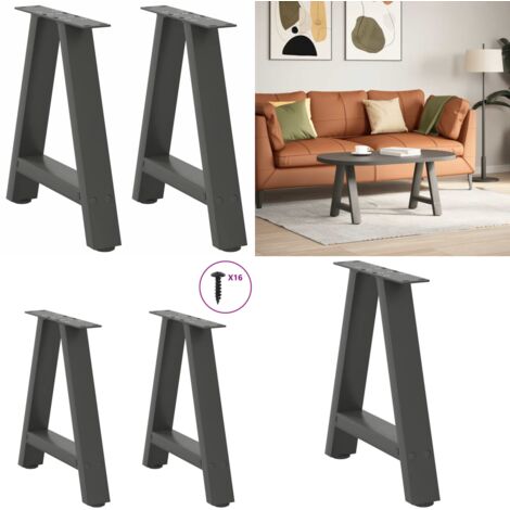 Patas para mesa de centro en forma de A (2 unidades), antracita, 38 x (42-43) cm, acero - Soporte para mesa - Patas en forma de A