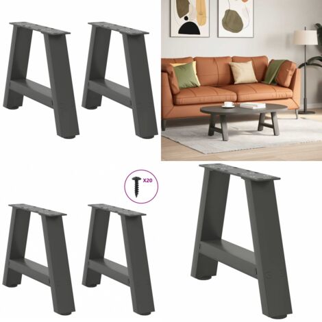 Patas para mesa de centro en forma de A (2 unidades), antracita, 40 x (30-31) cm, acero - Soporte para mesa - Patas en forma de A