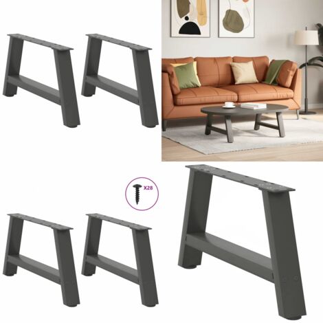 Patas para mesa de centro en forma de A (2 unidades), antracita, 60 x (30-31) cm, acero - Soporte para mesa - Patas en forma de A