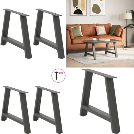 Patas para mesa de centro en forma de A (2 unidades), antracita, 60 x (42-43) cm, acero - Soporte para mesa - Patas en forma de A