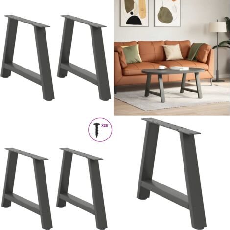 Patas para mesa de centro en forma de A (2 unidades), antracita, 70 x (42-43) cm, acero - Soporte para mesa - Patas en forma de A