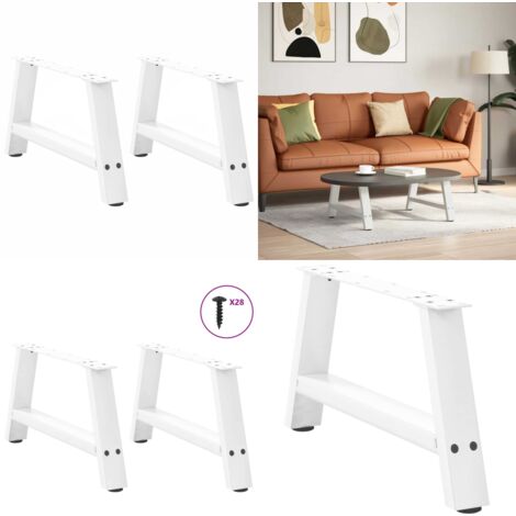 Patas para mesa de centro en forma de A (2 unidades), color blanco, 70 x (30-31) cm, acero - Soporte para mesa - Patas en forma de A