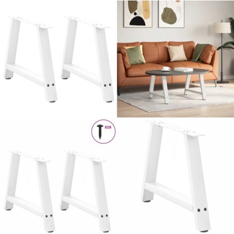 Patas para mesa de centro en forma de A (2 unidades), color blanco, 70 x (42-43) cm, acero - Soporte para mesa - Patas en forma de A
