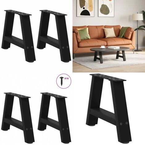 Patas para mesa de centro en forma de A (2 unidades), color negro, 30 x (30-31) cm, acero - Soporte para mesa - Patas en forma de A