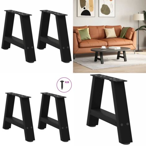 Patas para mesa de centro en forma de A (2 unidades), color negro, 50 x (30-31) cm, acero - Soporte para mesa - Patas en forma de A