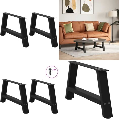 Patas para mesa de centro en forma de A (2 unidades), color negro, 60 x (30-31) cm, acero - Soporte para mesa - Patas en forma de A