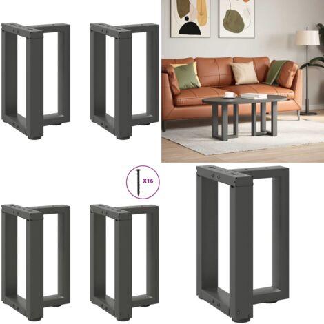 Patas para mesa de centro en forma de T (2 unidades), antracita, 38 x 25 x (42-43) cm, acero - Patas en forma de T - Soporte para mesa