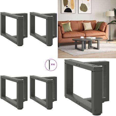 Patas para mesa de centro en forma de T (2 unidades), antracita, 40 x 25 x (30-31) cm, acero - Patas en forma de T - Soporte para mesa