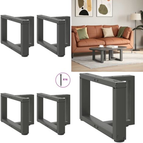 Patas para mesa de centro en forma de T (2 unidades), antracita, 50 x 25 x (30-31) cm, acero - Patas en forma de T - Soporte para mesa
