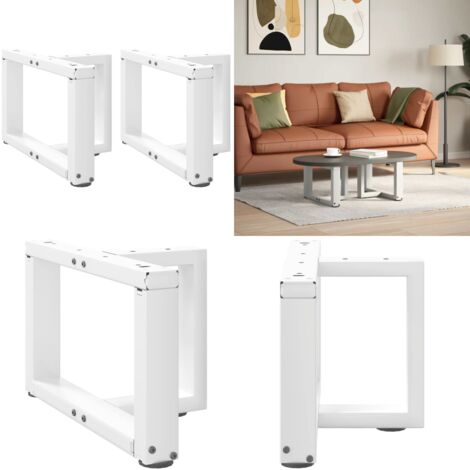 Patas para mesa de centro en forma de T (2 unidades), color blanco, 40 x 25 x (30-31) cm, acero - Patas en forma de T - Soporte para mesa