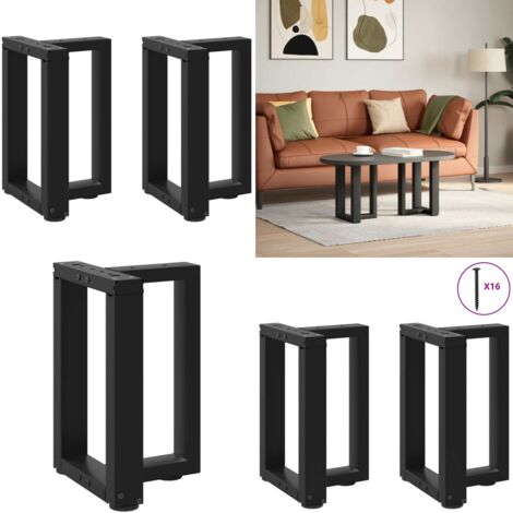 Patas para mesa de centro en forma de T (2 unidades), color negro, 28 x 25 x (42-43) cm, acero - Patas en forma de T - Soporte para mesa