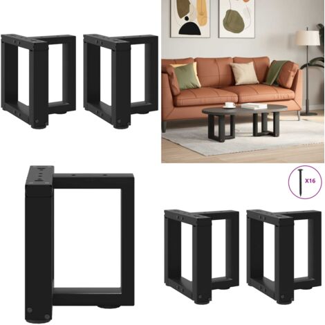 Patas para mesa de centro en forma de T (2 unidades), color negro, 30 x 25 x (30-31) cm, acero - Patas en forma de T - Soporte para mesa