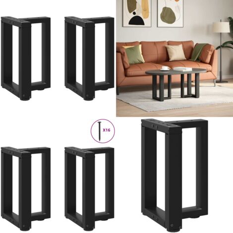 Patas para mesa de centro en forma de T (2 unidades), color negro, 38 x 25 x (42-43) cm, acero - Patas en forma de T - Patas de mesa de centro
