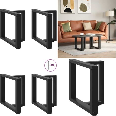 Patas para mesa de centro en forma de T (2 unidades), color negro, 50 x 25 x (42-43) cm, acero - Patas en forma de T - Soporte para mesa