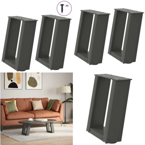 Patas para mesa de centro en forma de U (2 unidades), antracita, 30 x (30-31) cm, acero - Soporte para mesa - Patas en forma de U