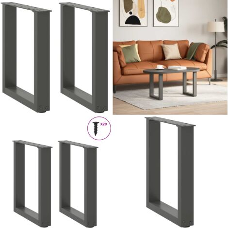Patas para mesa de centro en forma de U (2 unidades), antracita, 38 x (42-43) cm, acero - Soporte para mesa - Patas en forma de U