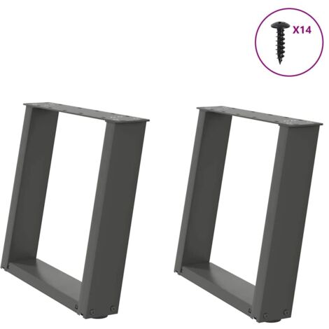 Patas para mesa de centro en forma de U (2 unidades), antracita, 50 x (42-43) cm, acero