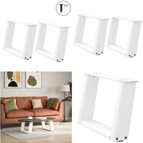 Patas para mesa de centro en forma de U (2 unidades), color blanco, 40 x (30-31) cm, acero - Soporte para mesa - Patas en forma de U