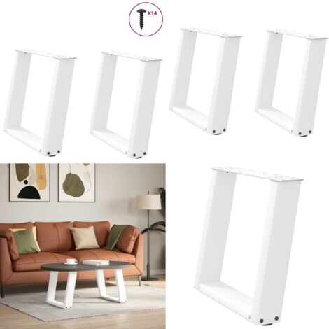 Patas para mesa de centro en forma de U (2 unidades), color blanco, 50 x (42-43) cm, acero - Soporte para mesa - Patas en forma de U
