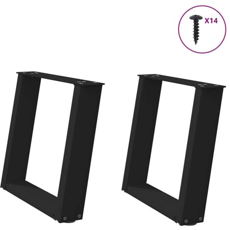 Patas para mesa de centro en forma de U (2 unidades), color negro, 50 x (42-43) cm, acero